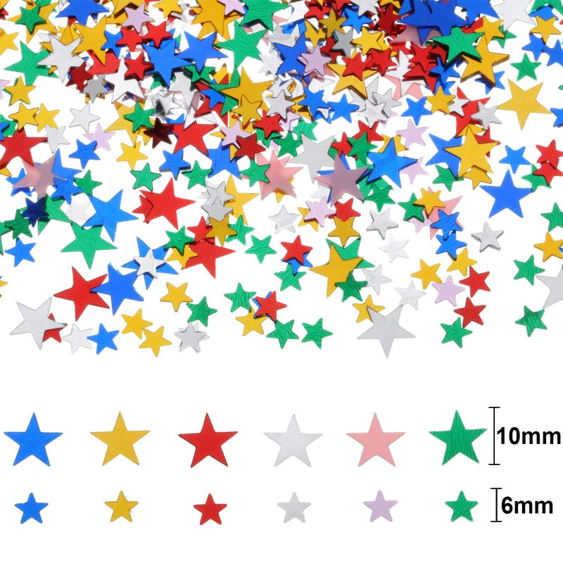 Hestya 60g Star Confetti Glitter Table Confetti Metallic Foil Stars for Christmas Party Wedding Festival Decorations(Multicolor,10mm and 6mm) - Image 2